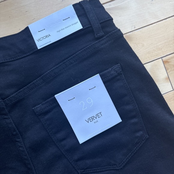 NWT Vervet Victoria High Rise Straight Jeans Womens Washed Black Stretch Size 29 - Picture 12 of 12